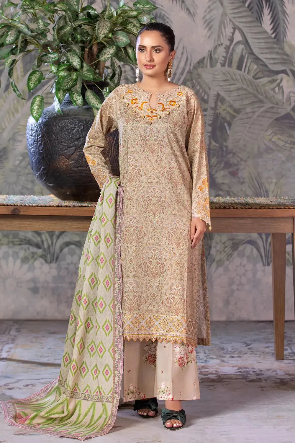 3PC Embroidered Unstitched Cambric Suit KCCE-2844