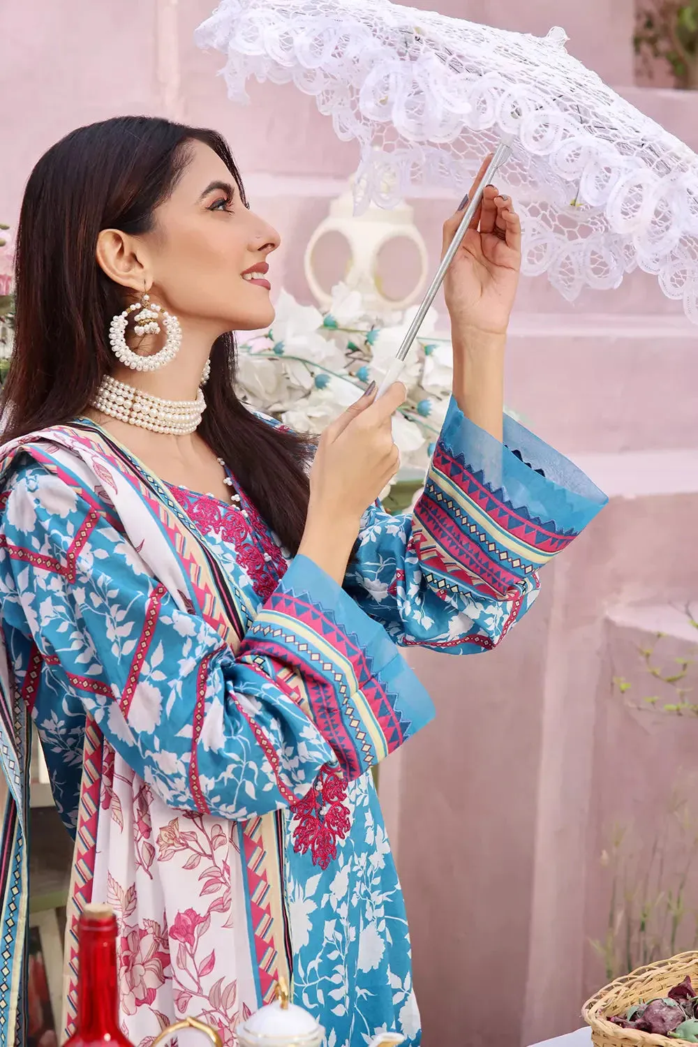 3PC Embroidered Unstitched Lawn Suit KL-2808