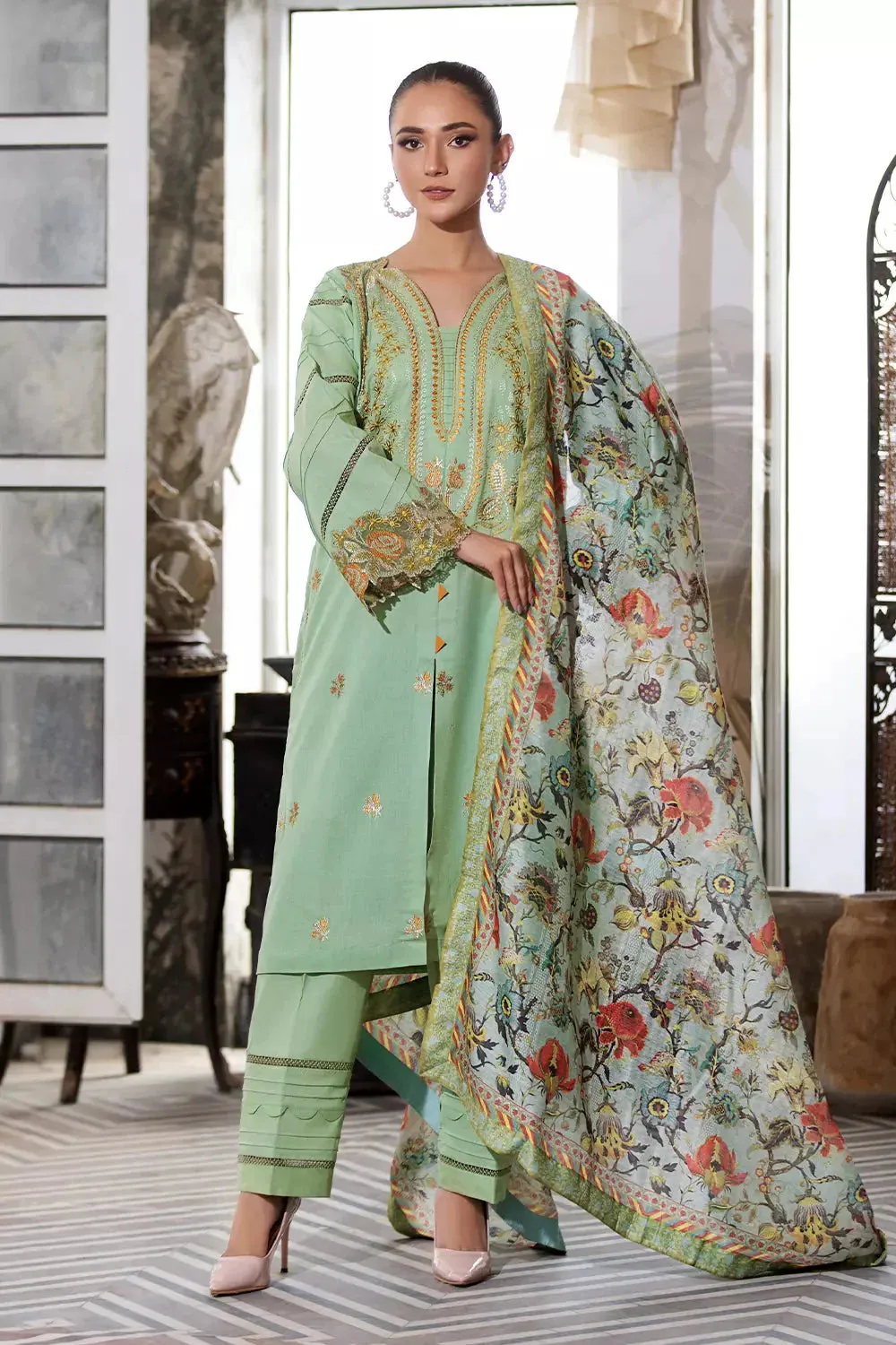 3PC Embroidered Unstitched Lawn Suit KOE-2664