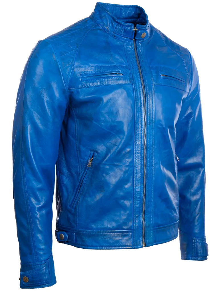 44T9 Men's Biker Jacket - Electric Blue