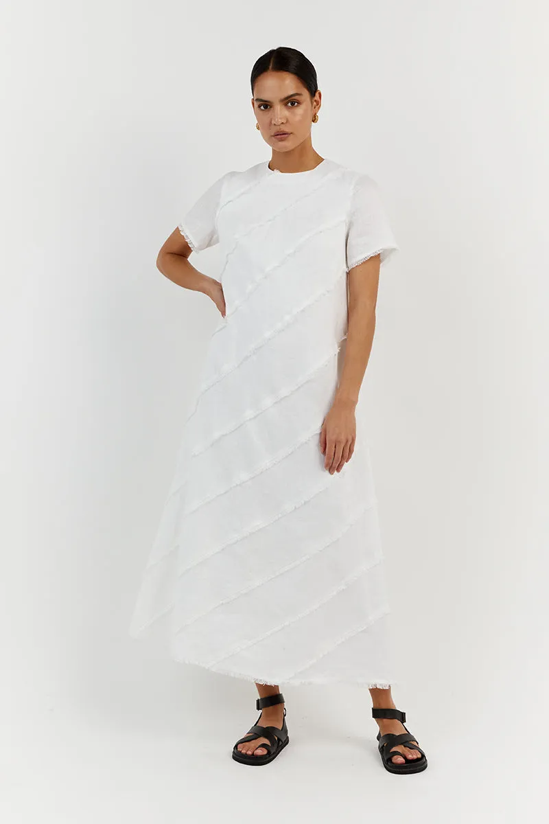 ALEXA WHITE LINEN SLEEVED DRESS