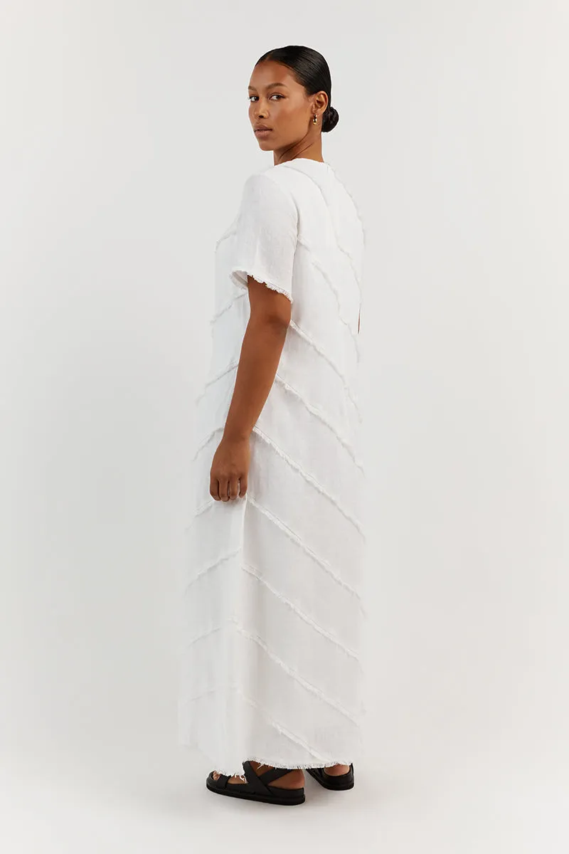 ALEXA WHITE LINEN SLEEVED DRESS