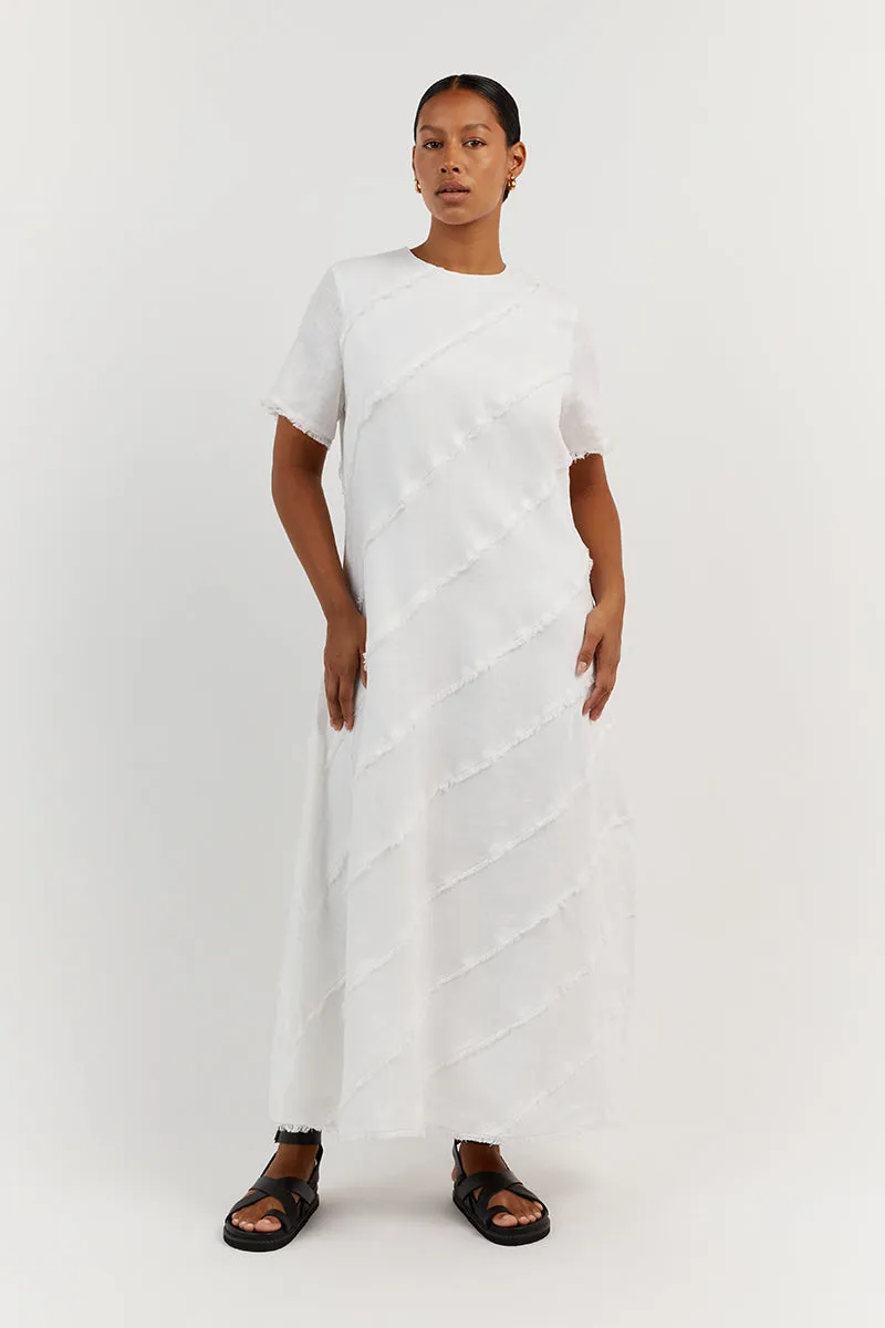 ALEXA WHITE LINEN SLEEVED DRESS