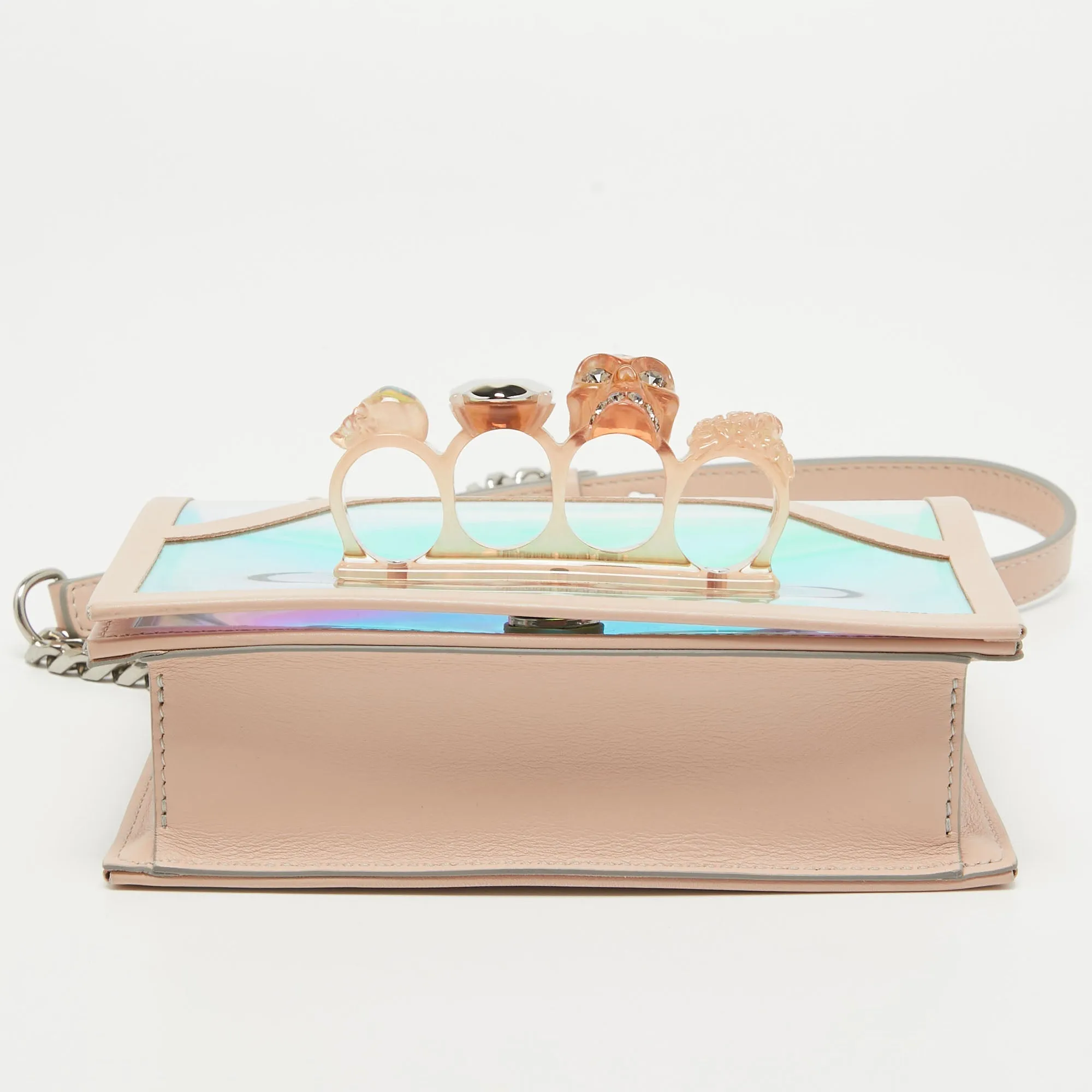 ALEXANDER MCQUEEN Holographic/Pink Pvc and Leather Knuckle Duster Shoulder Bag