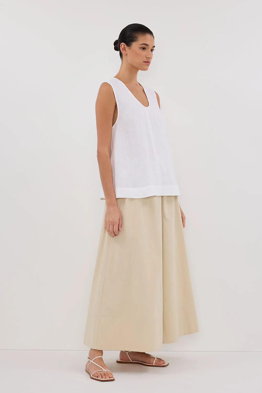 ANA WHITE LINEN SCOOP TOP