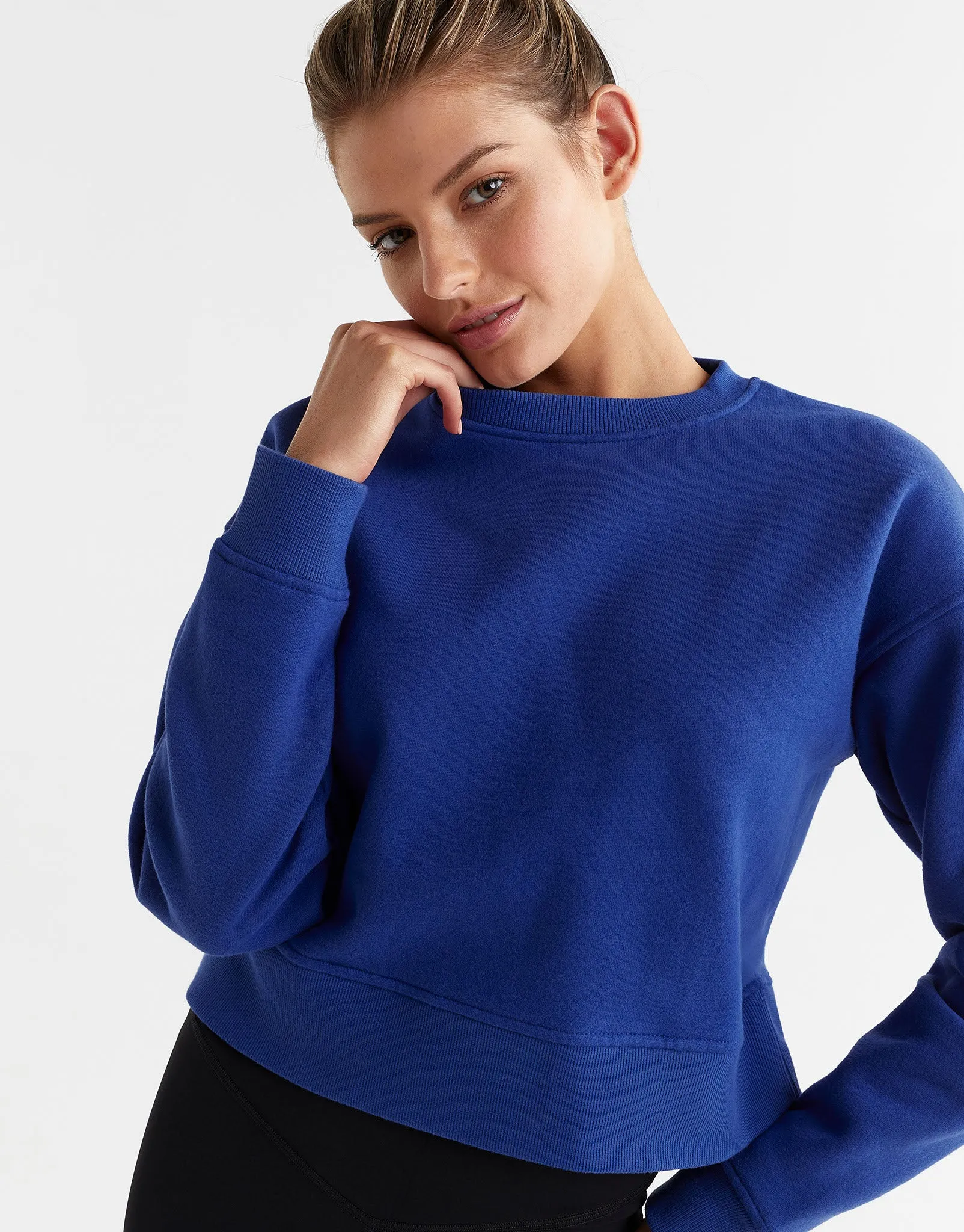 Becca Cropped Sweater in Cobalt Blue