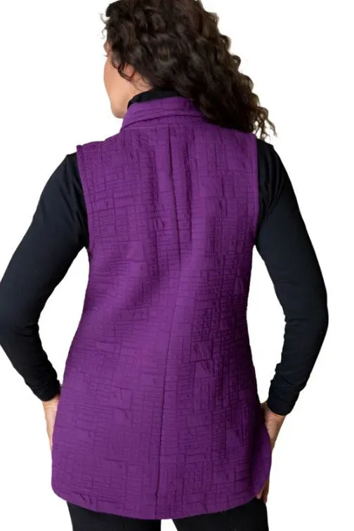 Box Quilt Vest - Plum