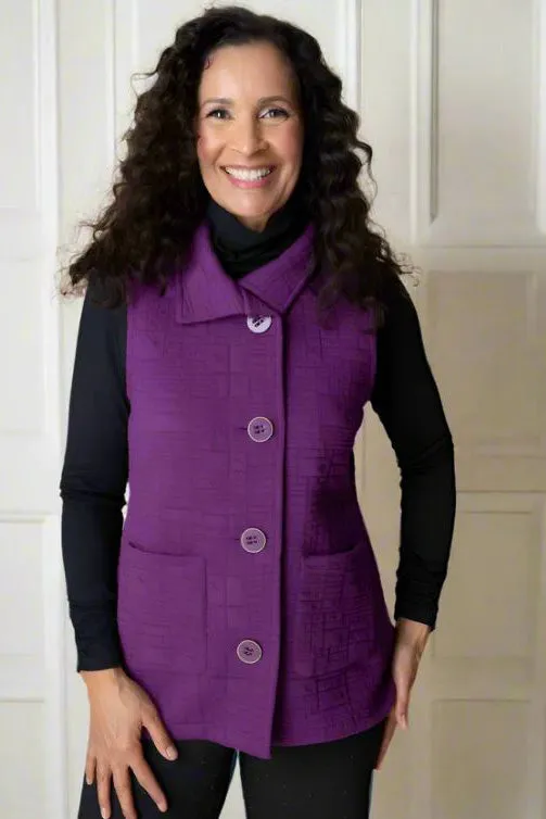 Box Quilt Vest - Plum