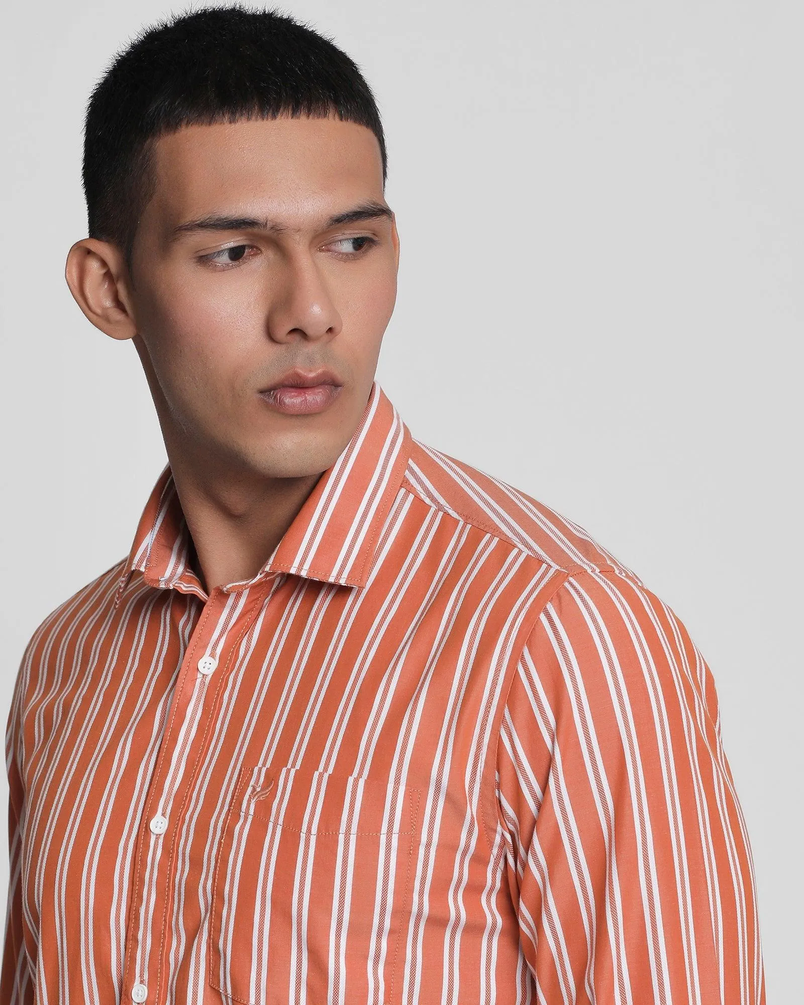 Casual Rust Striped Shirt - Paul