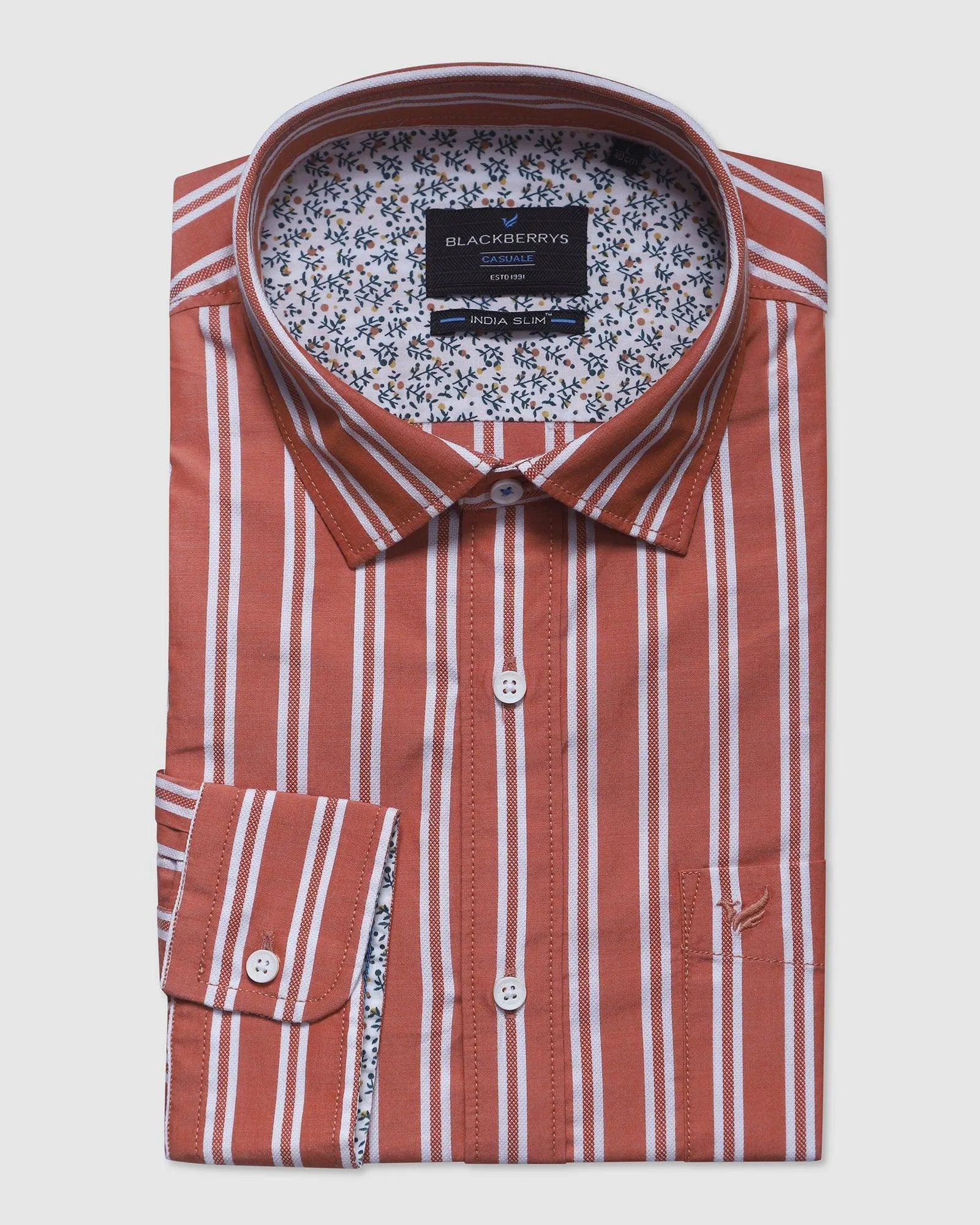 Casual Rust Striped Shirt - Paul