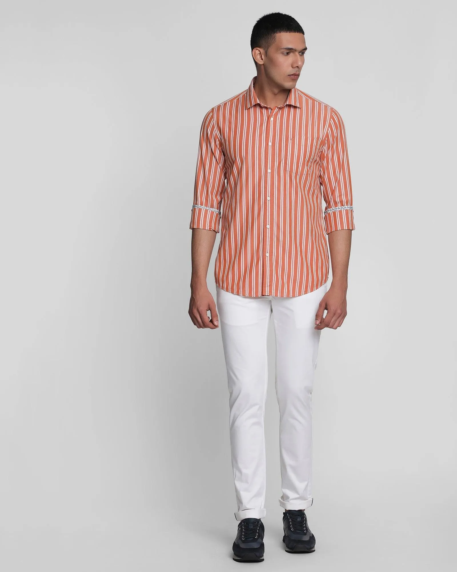 Casual Rust Striped Shirt - Paul