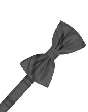 Charcoal Striped Satin Bow Tie