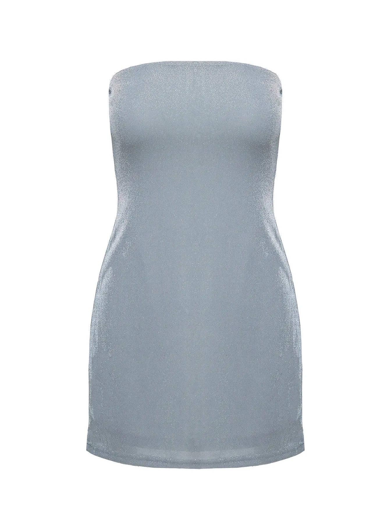 Chromatica Strapless Mini Dress Silver