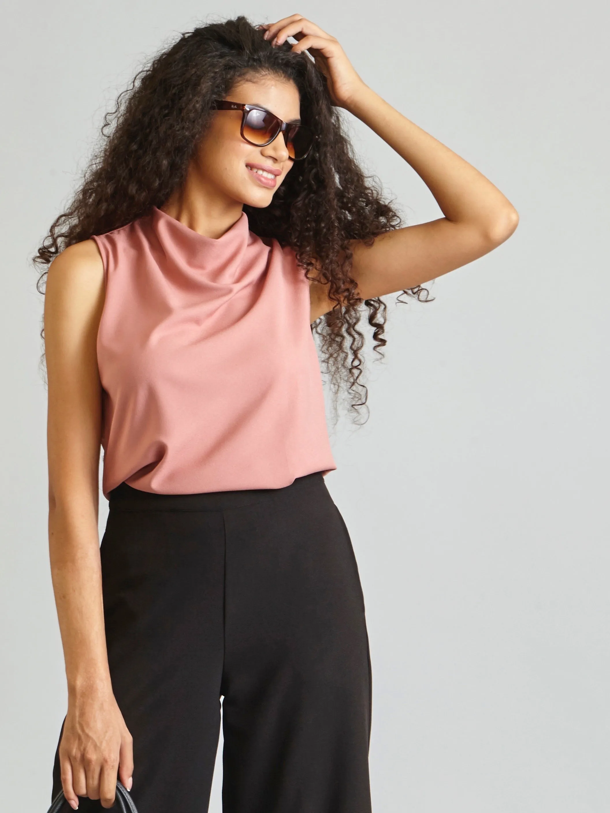 Cowl Neck Top - Pink