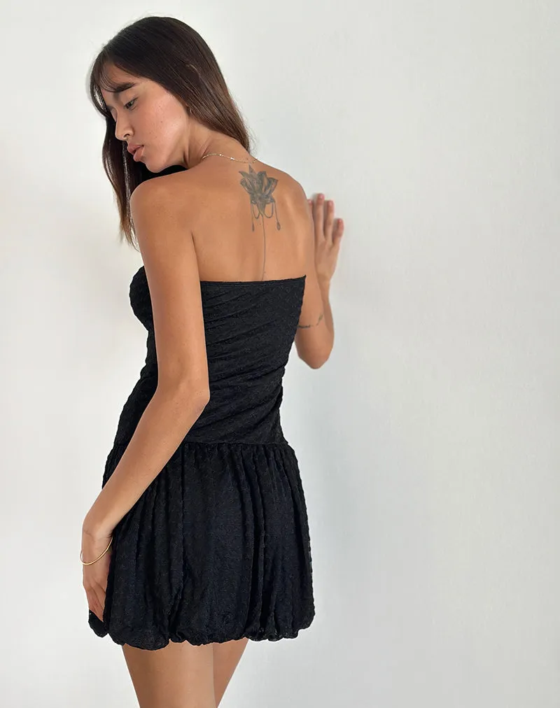 Cryolan Bandeau Mini Dress in Black Heart Lace