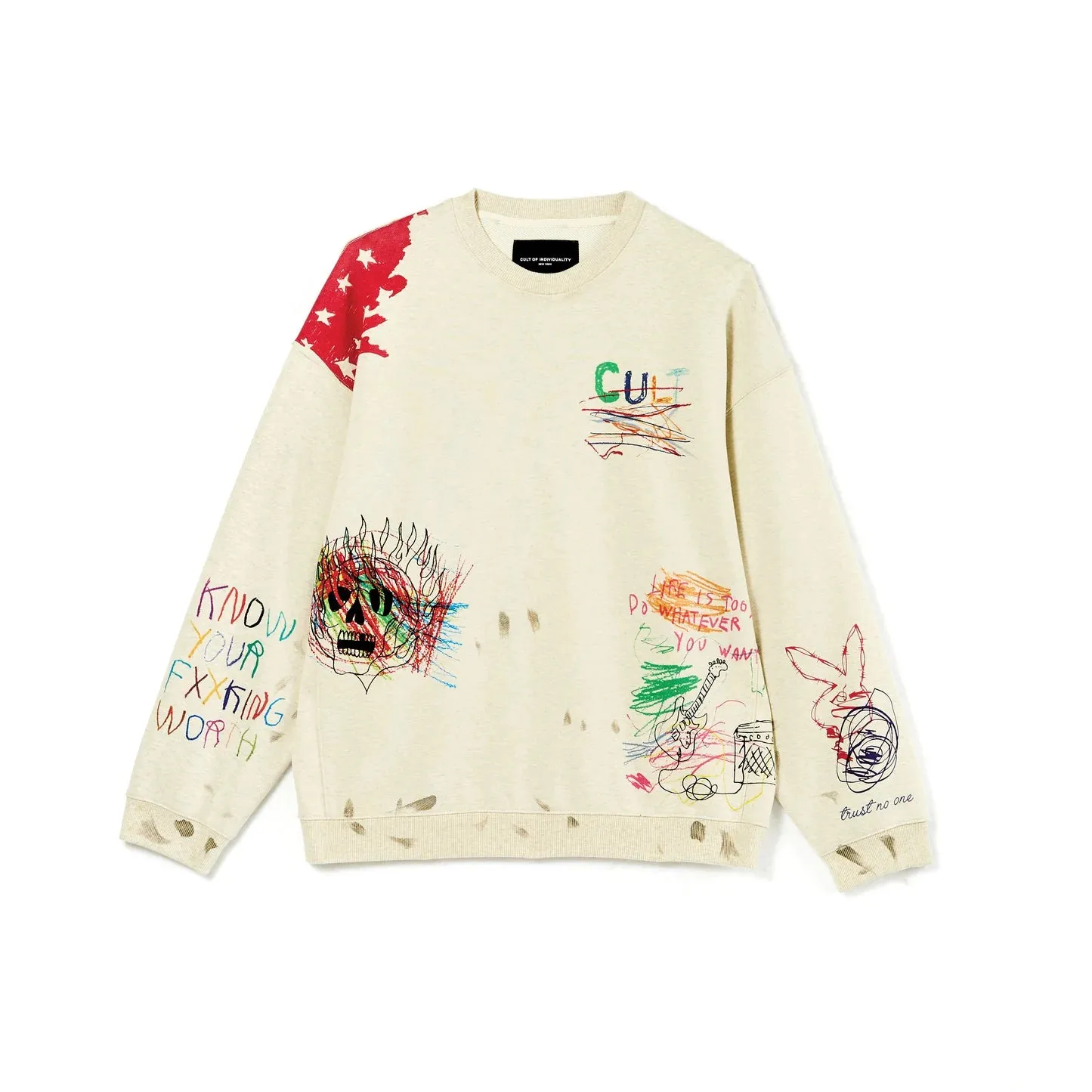 CULT OF INDIVIDUALITY Crewneck Sweatshirt in Vintage Winter Cream