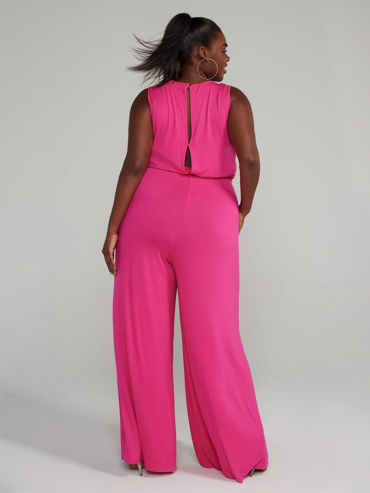 Cutout Tie Waist Knit Jumpsuit