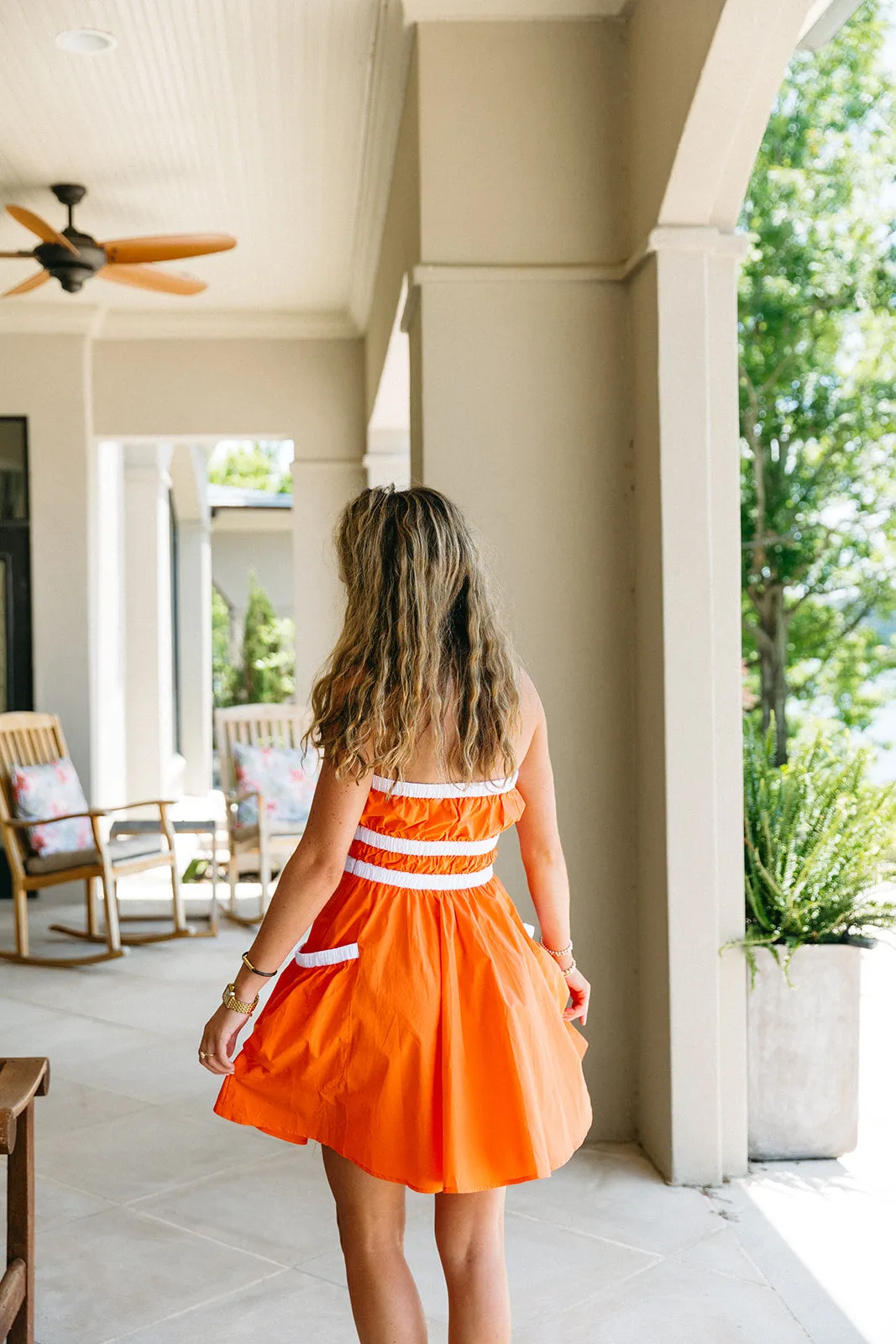 Danica Mini Dress - Orange/White