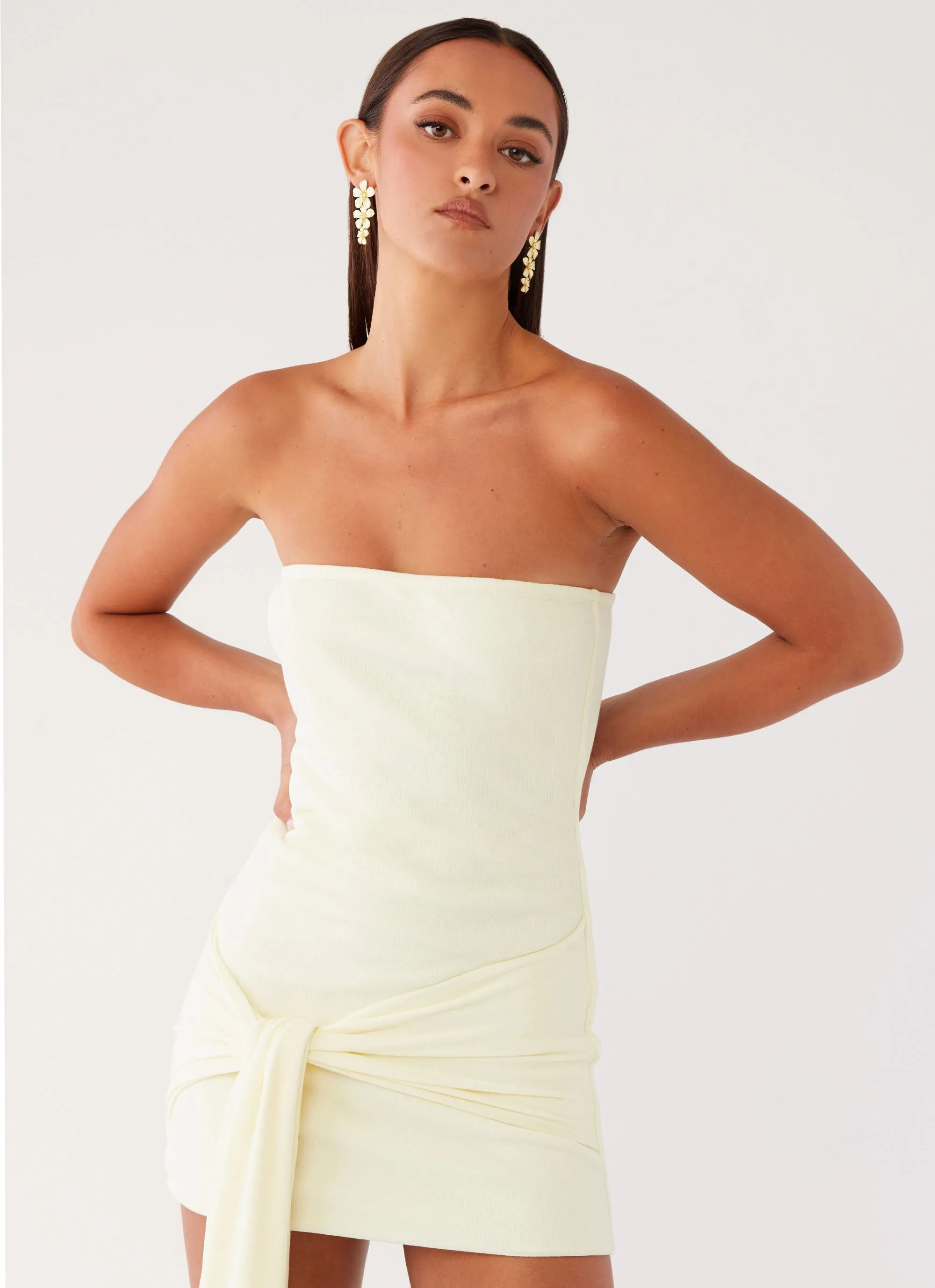 Eternal Gaze Strapless Wrap Mini Dress - Ivory