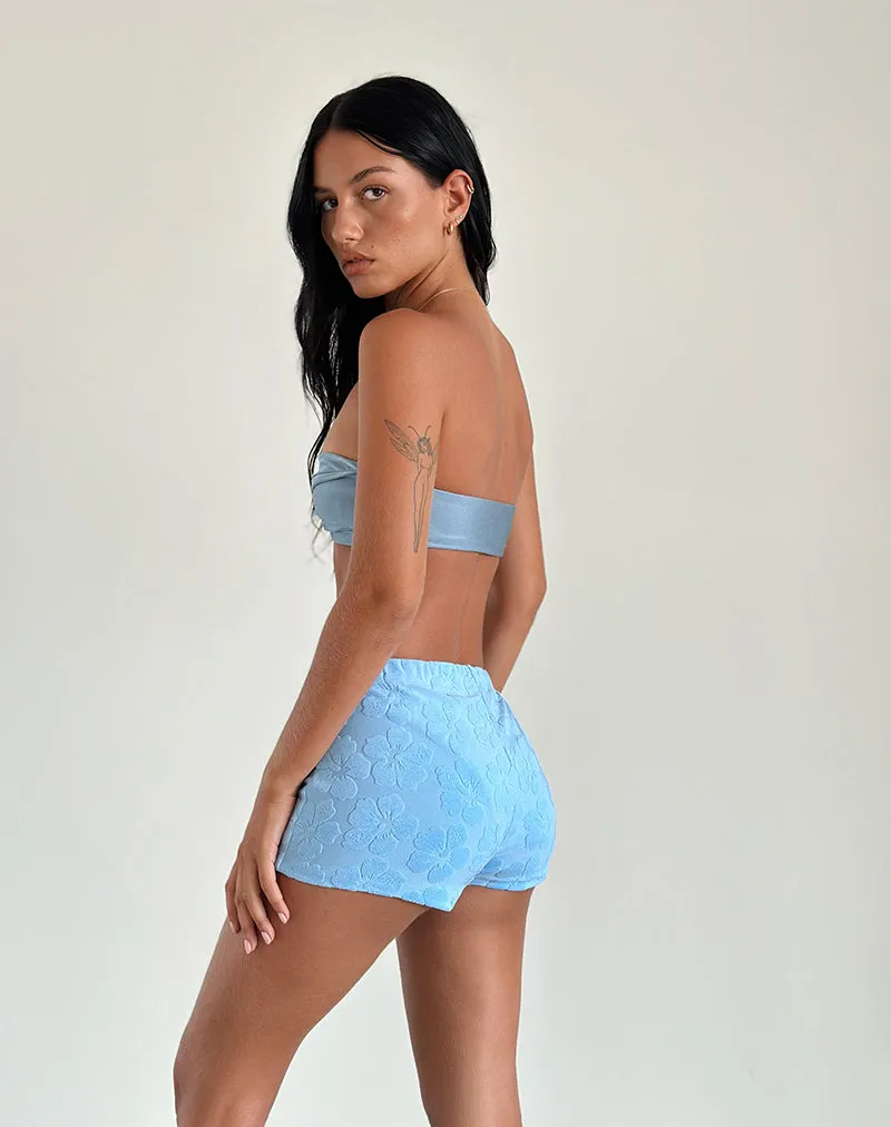 Eunia Micro Shorts in Hibiscus Terry Light Blue