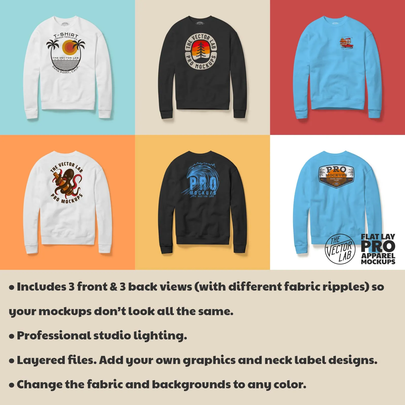 Flat Lay Pro Sweatshirt Mockups