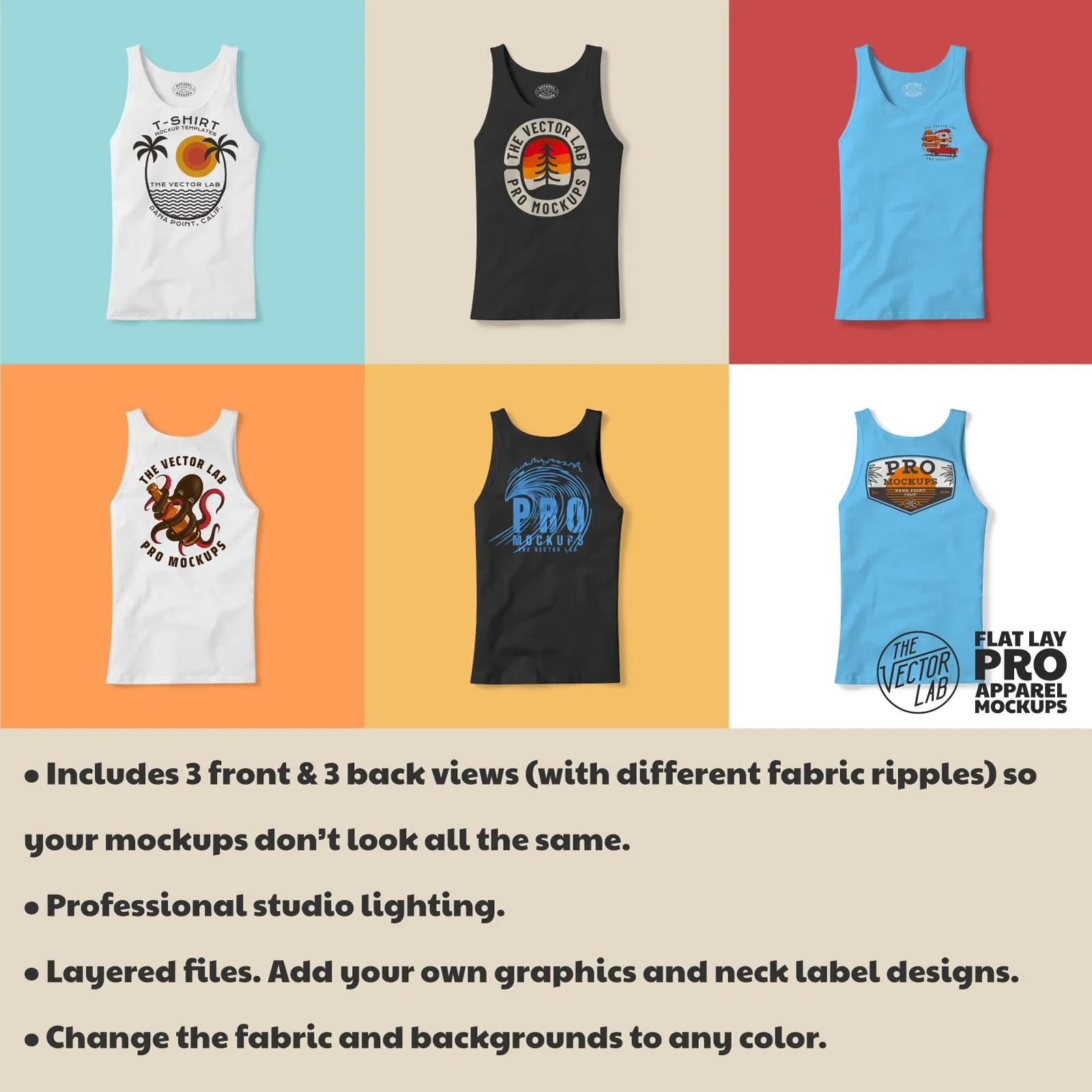 Flat Lay Pro Tank Top Mockups