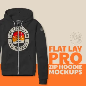 Flat Lay Pro Zip Hoodie Mockups