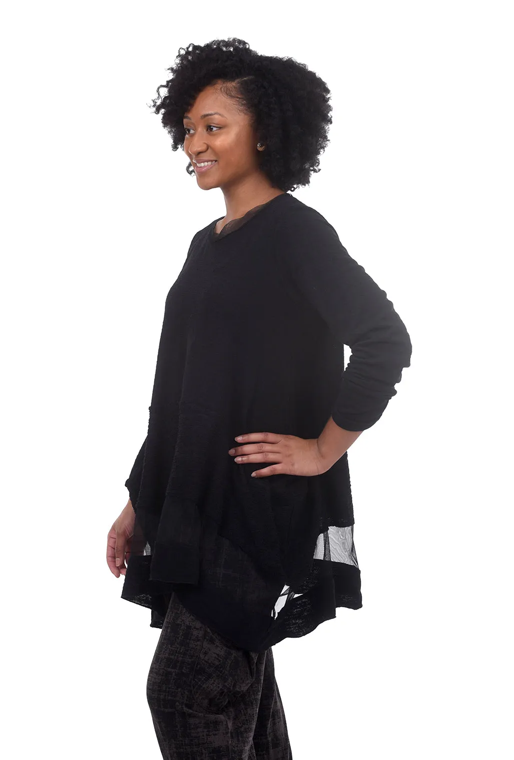 FT Mesh Inset Tunic, Black