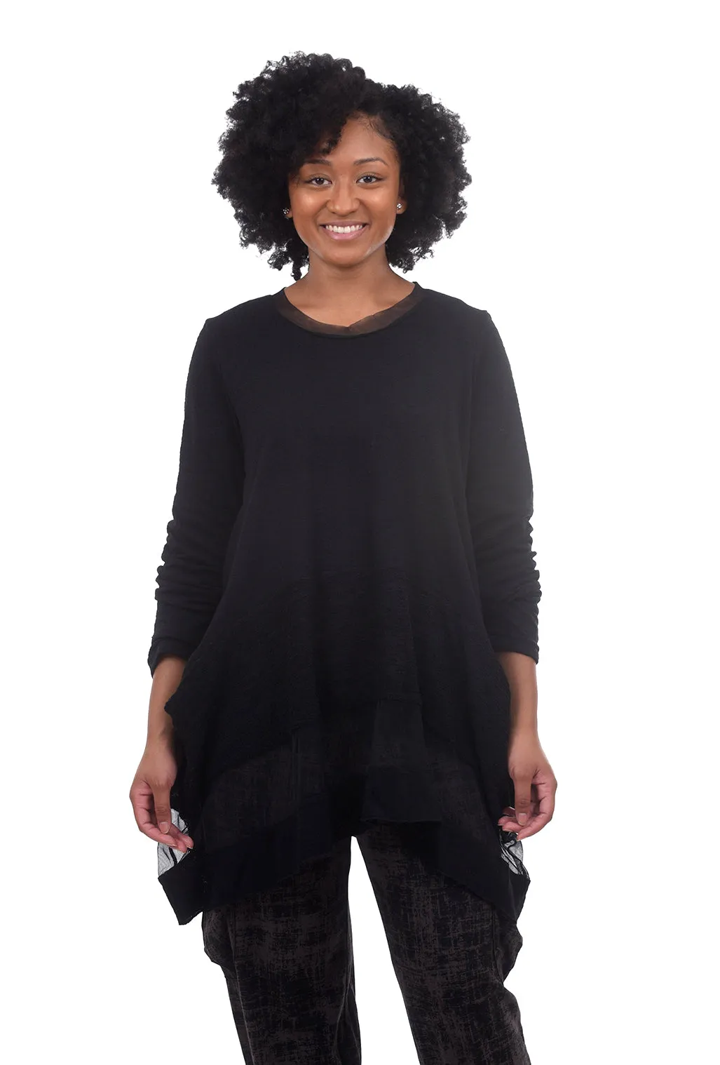 FT Mesh Inset Tunic, Black