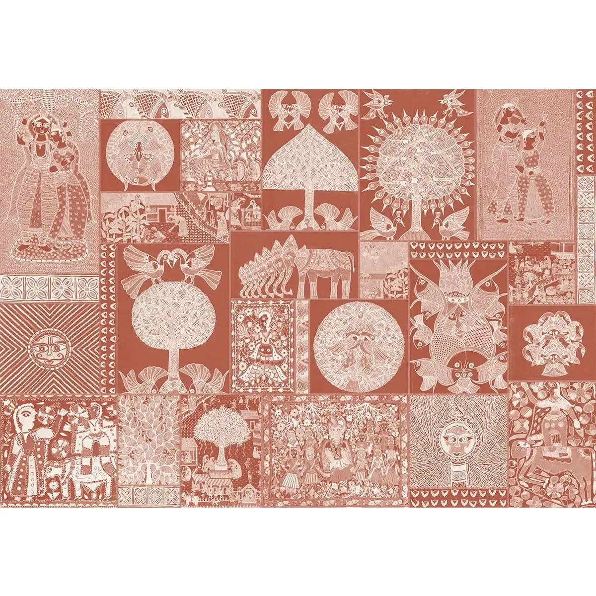 Geet Madhubani Wallpaper, Terracotta Red