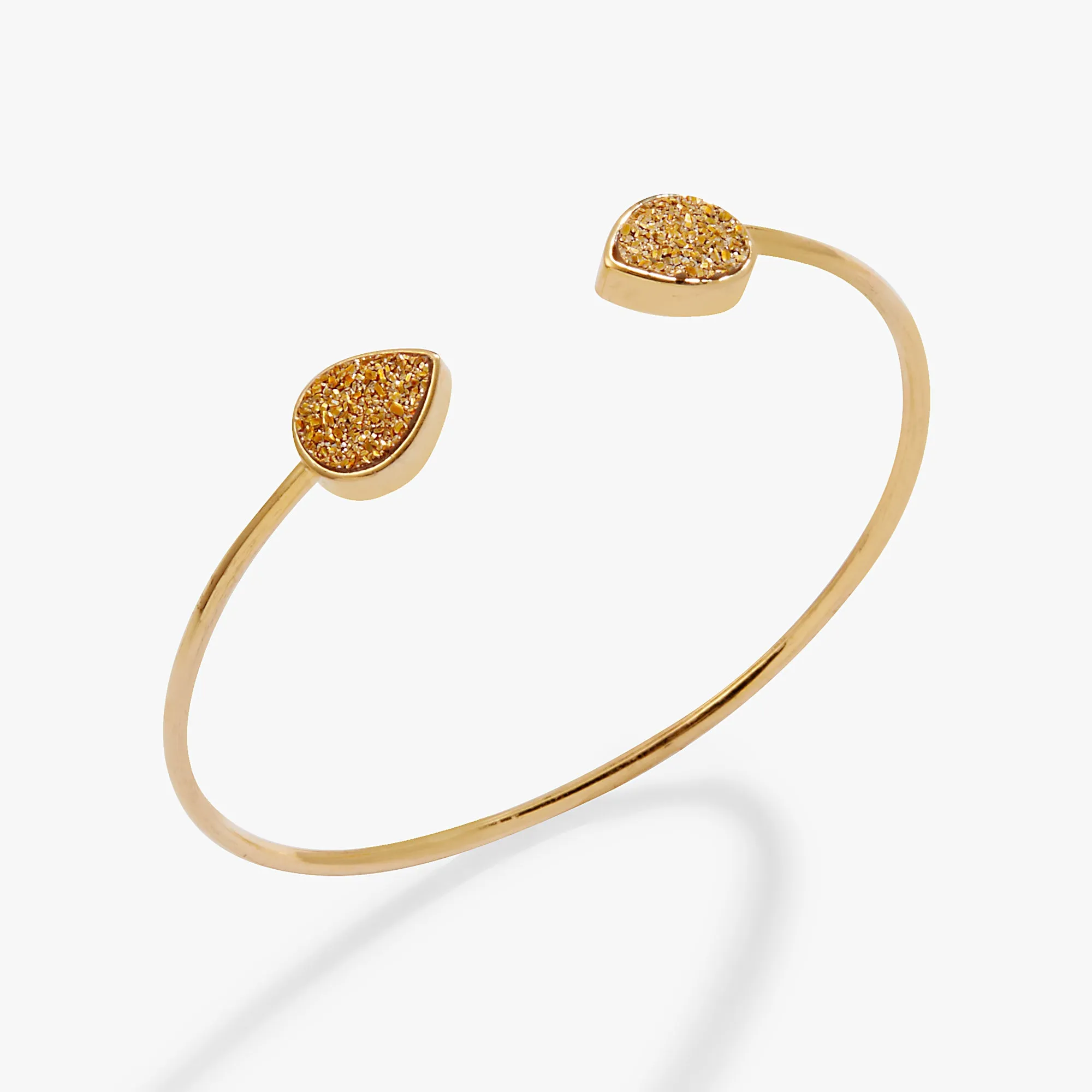 Glitter Druzy Flex Cuff Bracelet, Gold