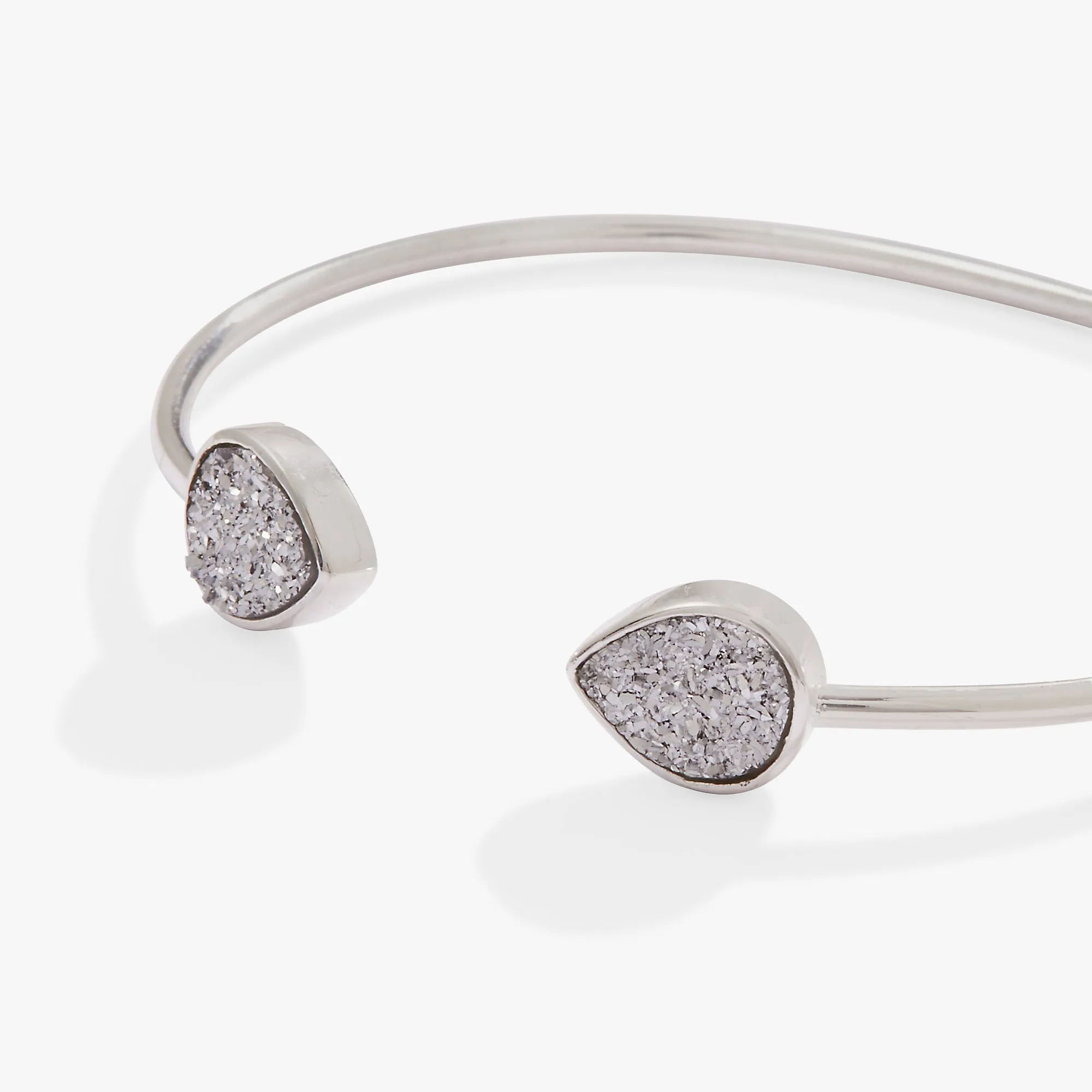 Glitter Druzy Flex Cuff Bracelet, Silver