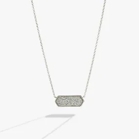 Glitter Druzy Pendant Necklace, Silver