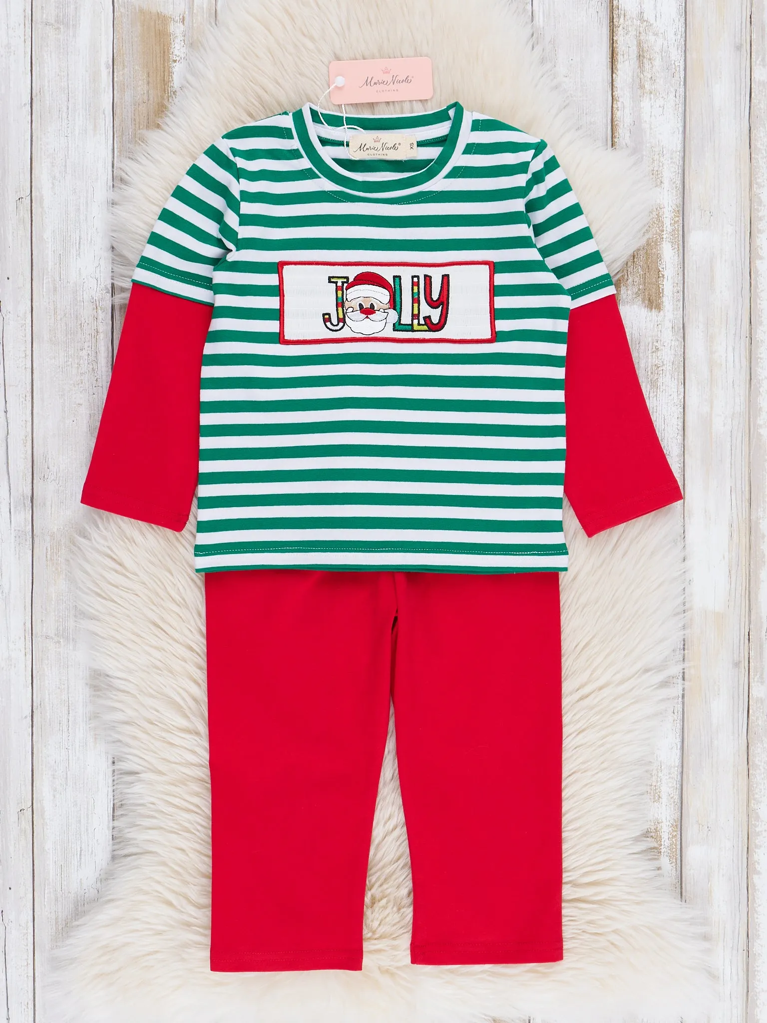 Green Stripe Jolly Santa Outfit - Restocked!