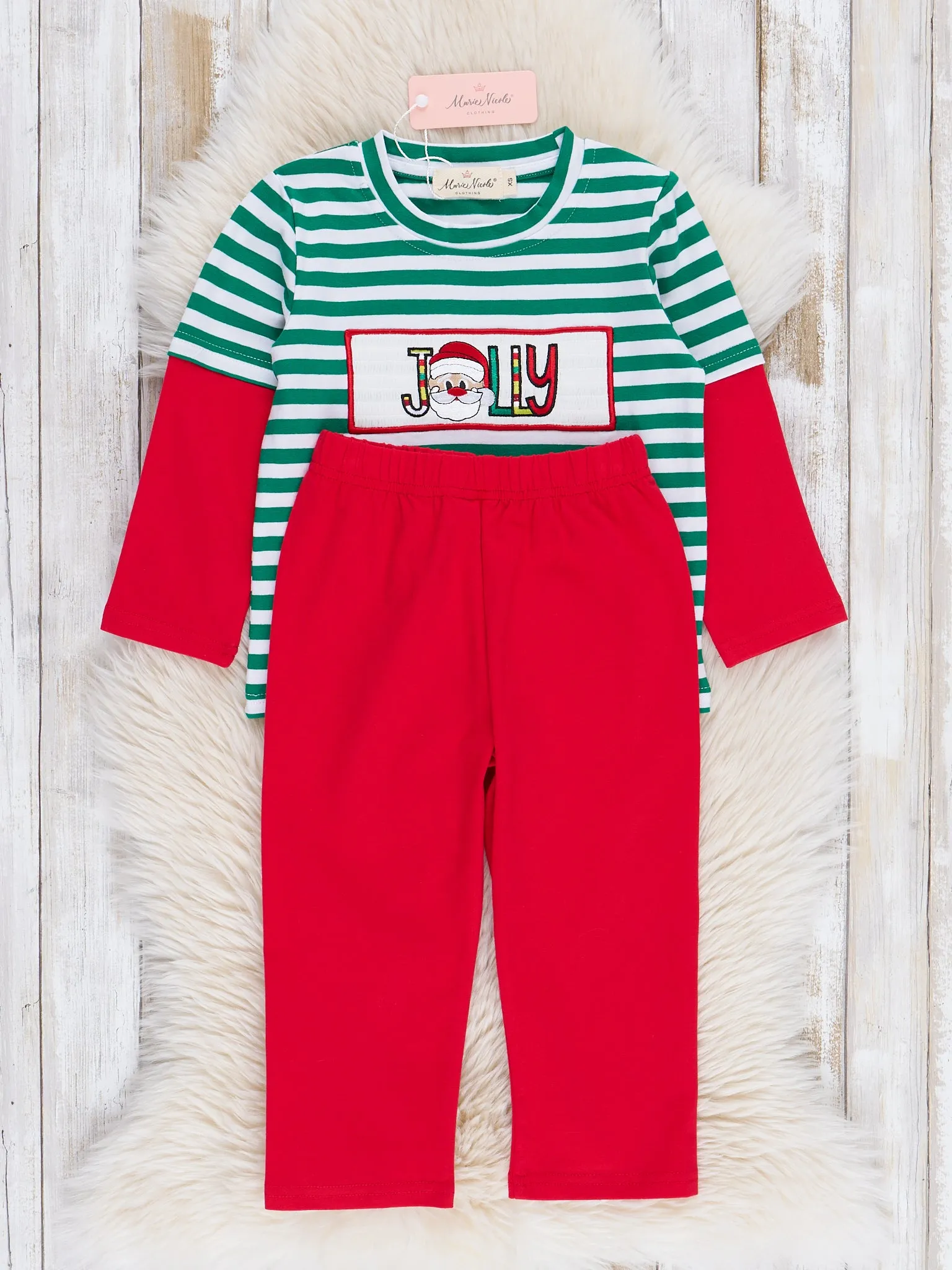 Green Stripe Jolly Santa Outfit - Restocked!