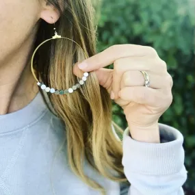 HEX HOOP EARRINGS PEWTER