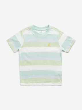 HOP Kids Green Striped Design T-Shirt