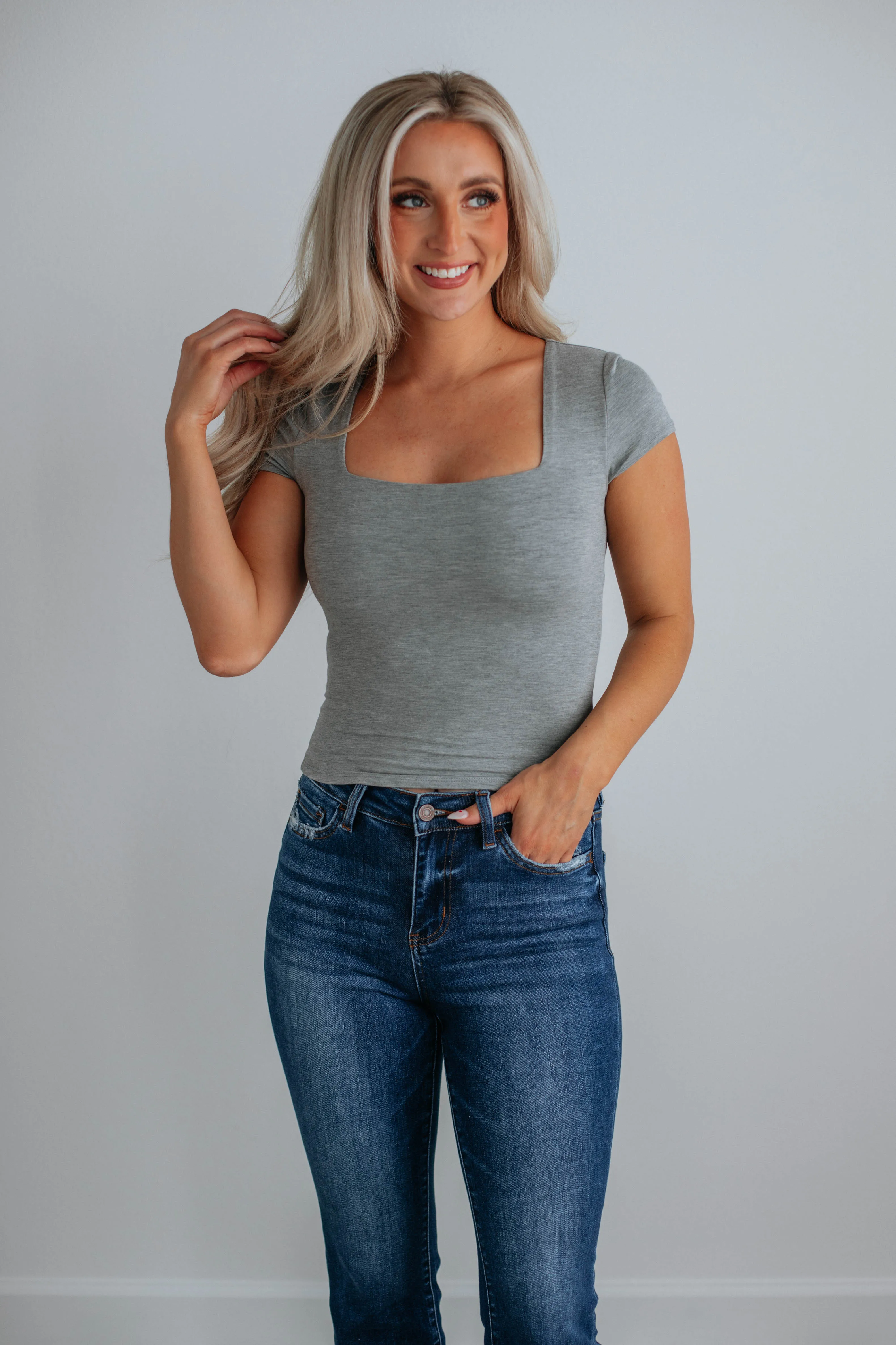 Jace Basic Top - Heather Grey