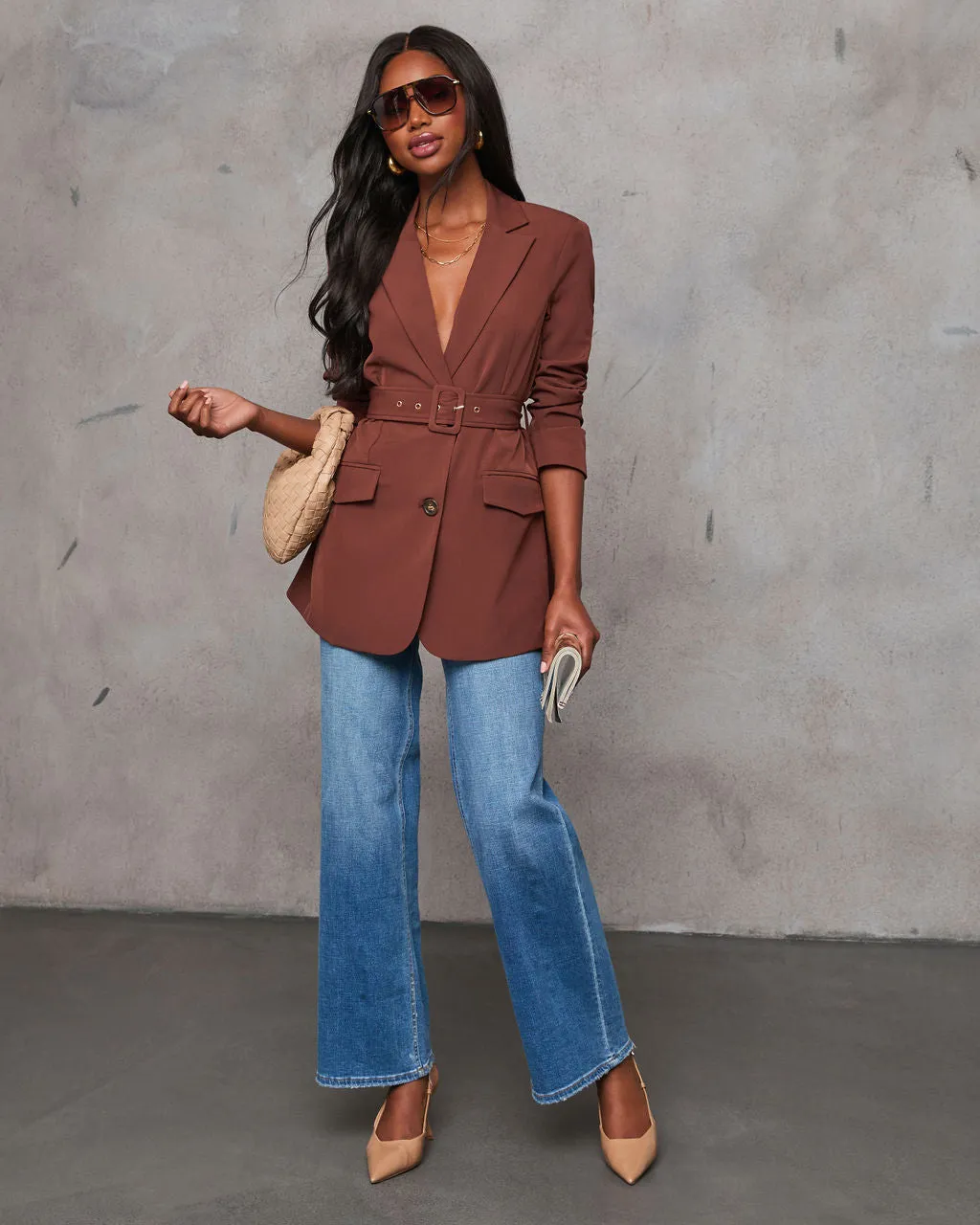 Jovenna Belted Pocketed Blazer