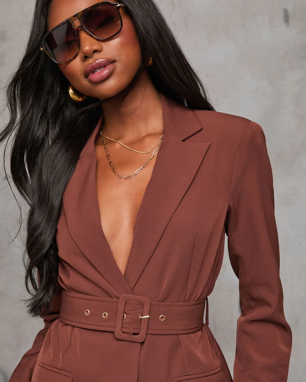 Jovenna Belted Pocketed Blazer