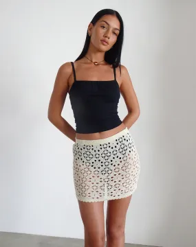 Jovita Mini Skirt in Crochet Buttercream