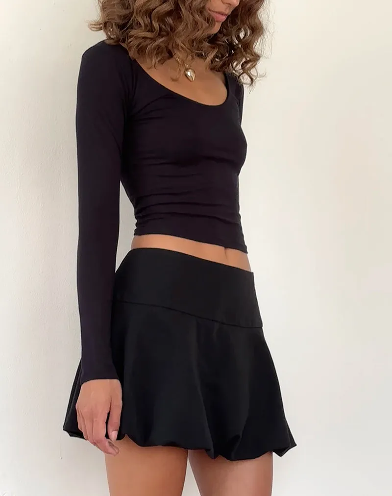 Keshi Puff Ball Mini Skirt in Black