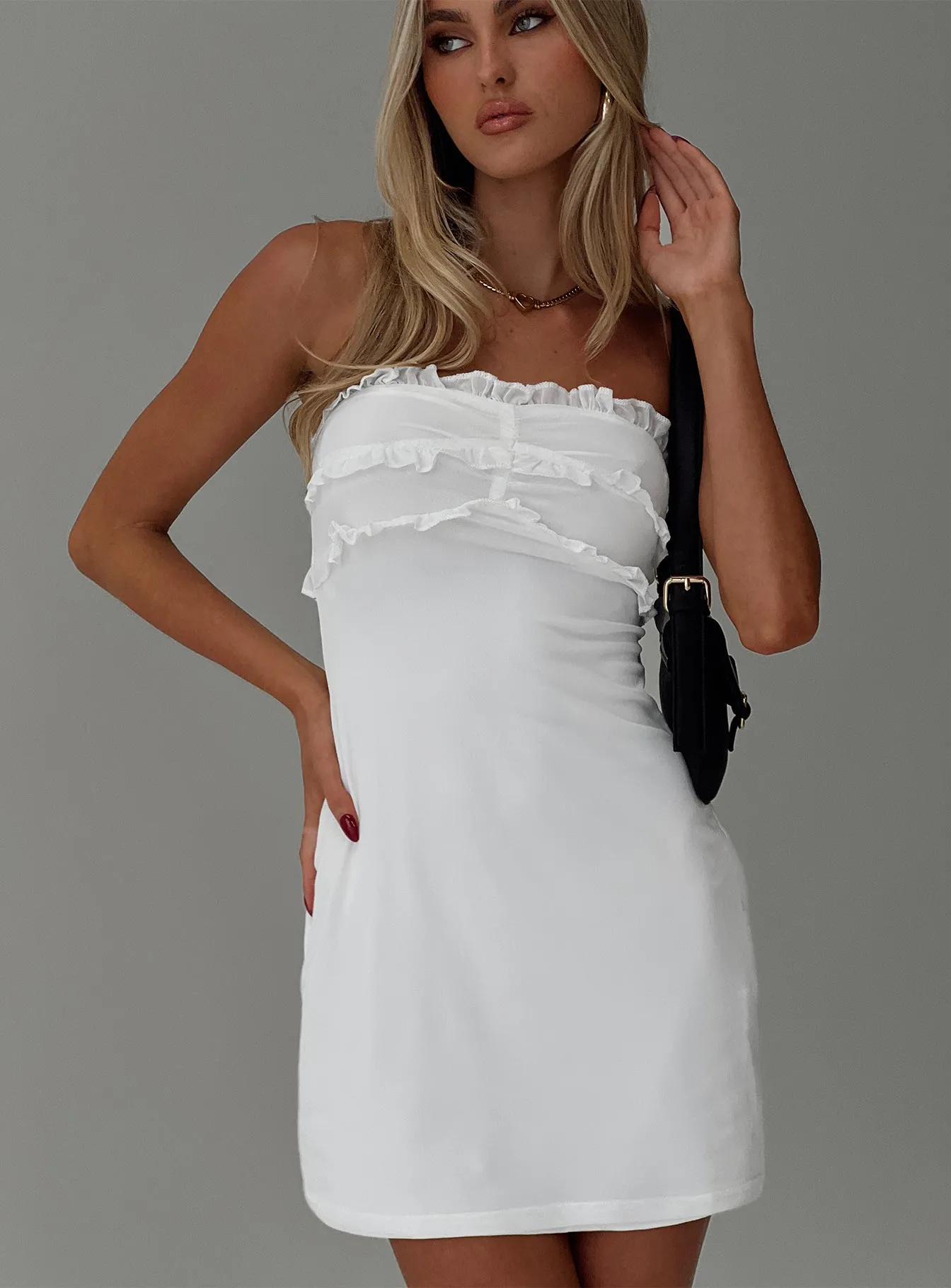 Khaos Strapless Mini Dress White