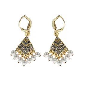 La Vie Parisienne Crystal Pearl Fan Earrings