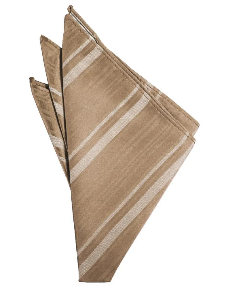 Latte Striped Satin Pocket Square