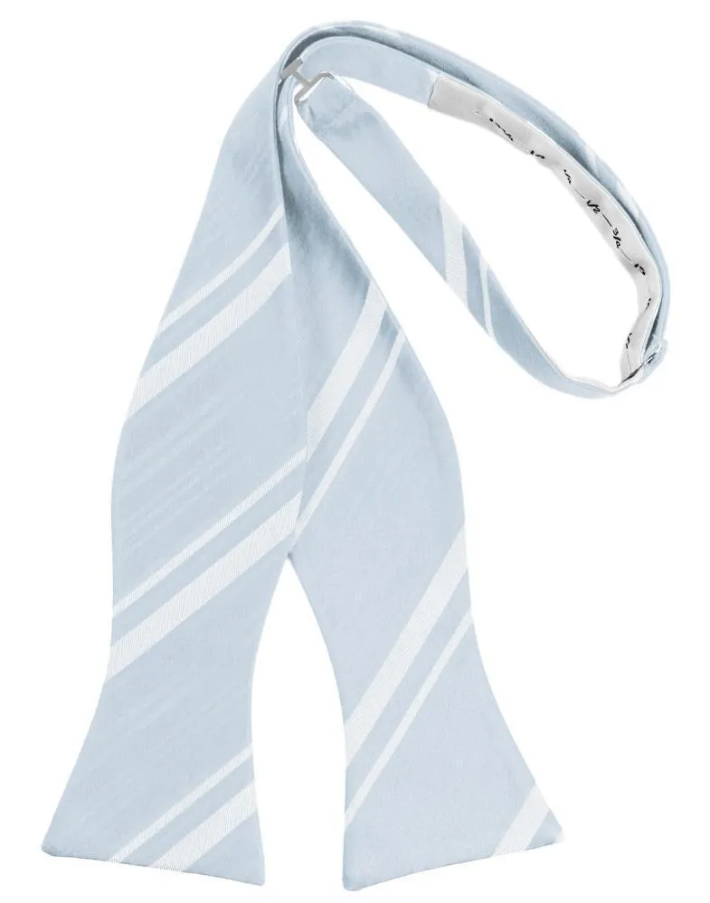 Light Blue Striped Satin Bow Tie