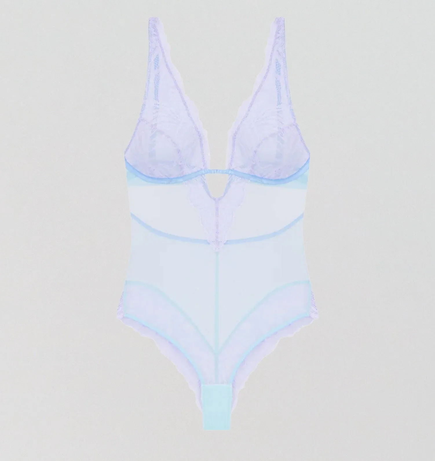 Lilac lace & cornflower mesh underwired body