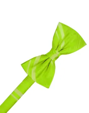 Lime Striped Satin Bow Tie