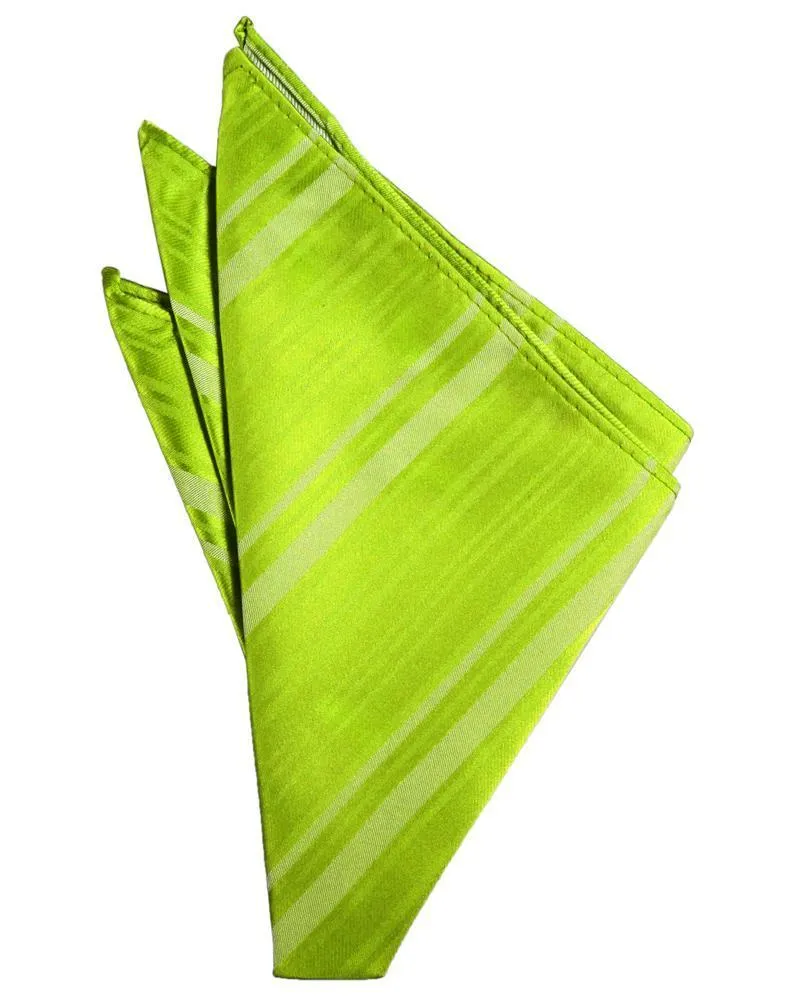 Lime Striped Satin Pocket Square