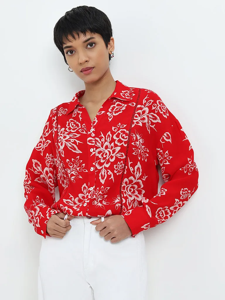 LOV Red Floral Printed Shirt